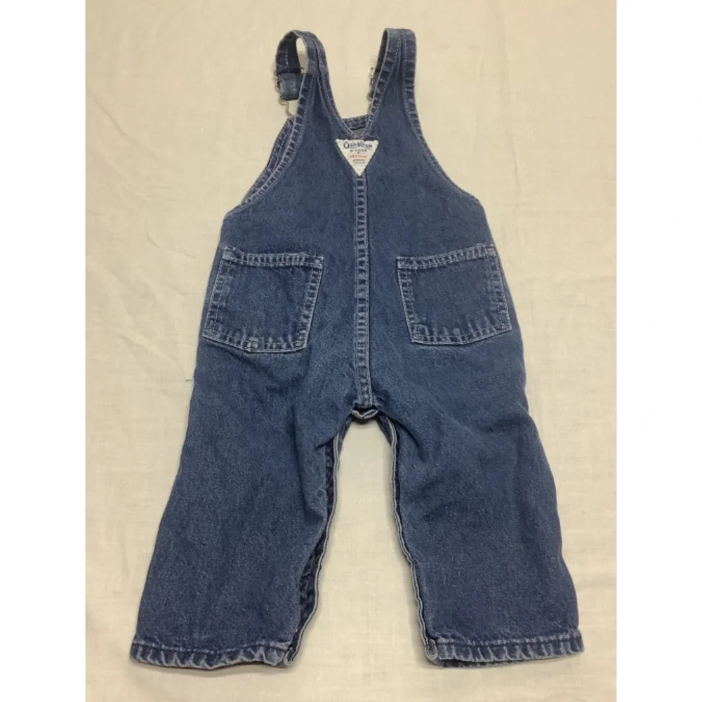 Vintage OshKosh B'Gosh Engineer Striped Denim Bib Overalls Size 18 M Blue USA